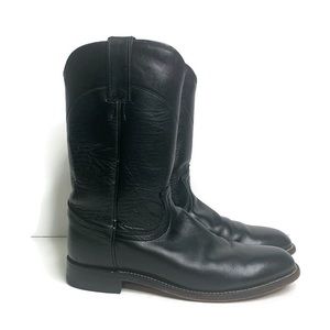 Justin Black Cowboy Western Leather Boots